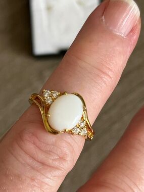 White OPAL 14kt Gold-Plated CZ ring